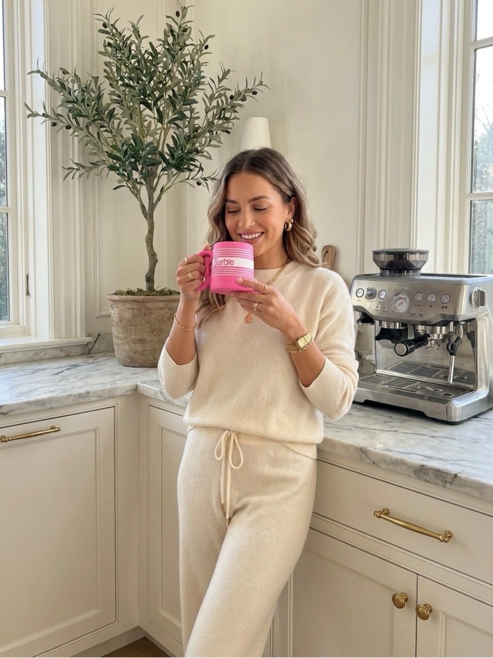 Barbie Hot Pink White Stripe Logo Mug